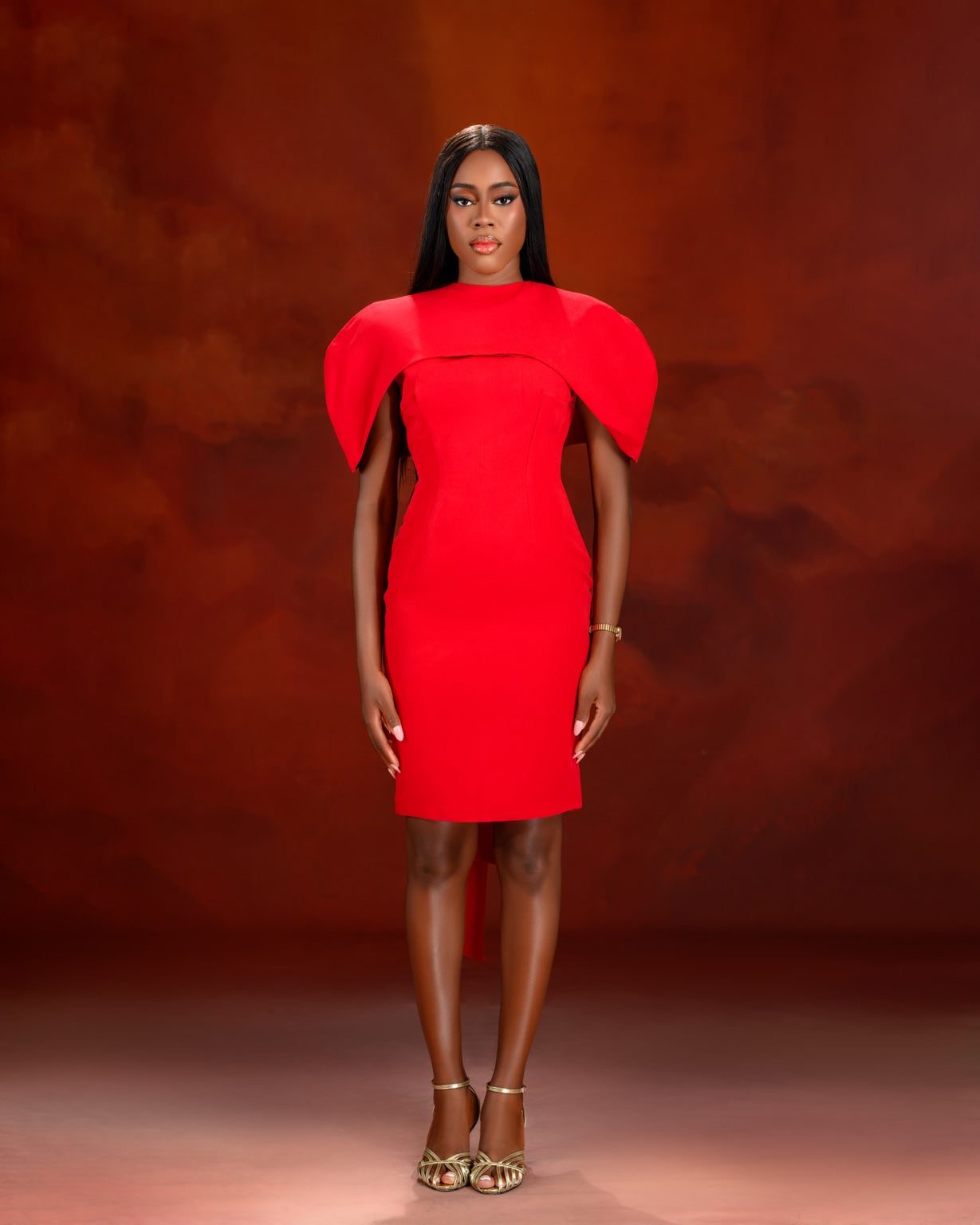 Scarlet Cape Dress-4