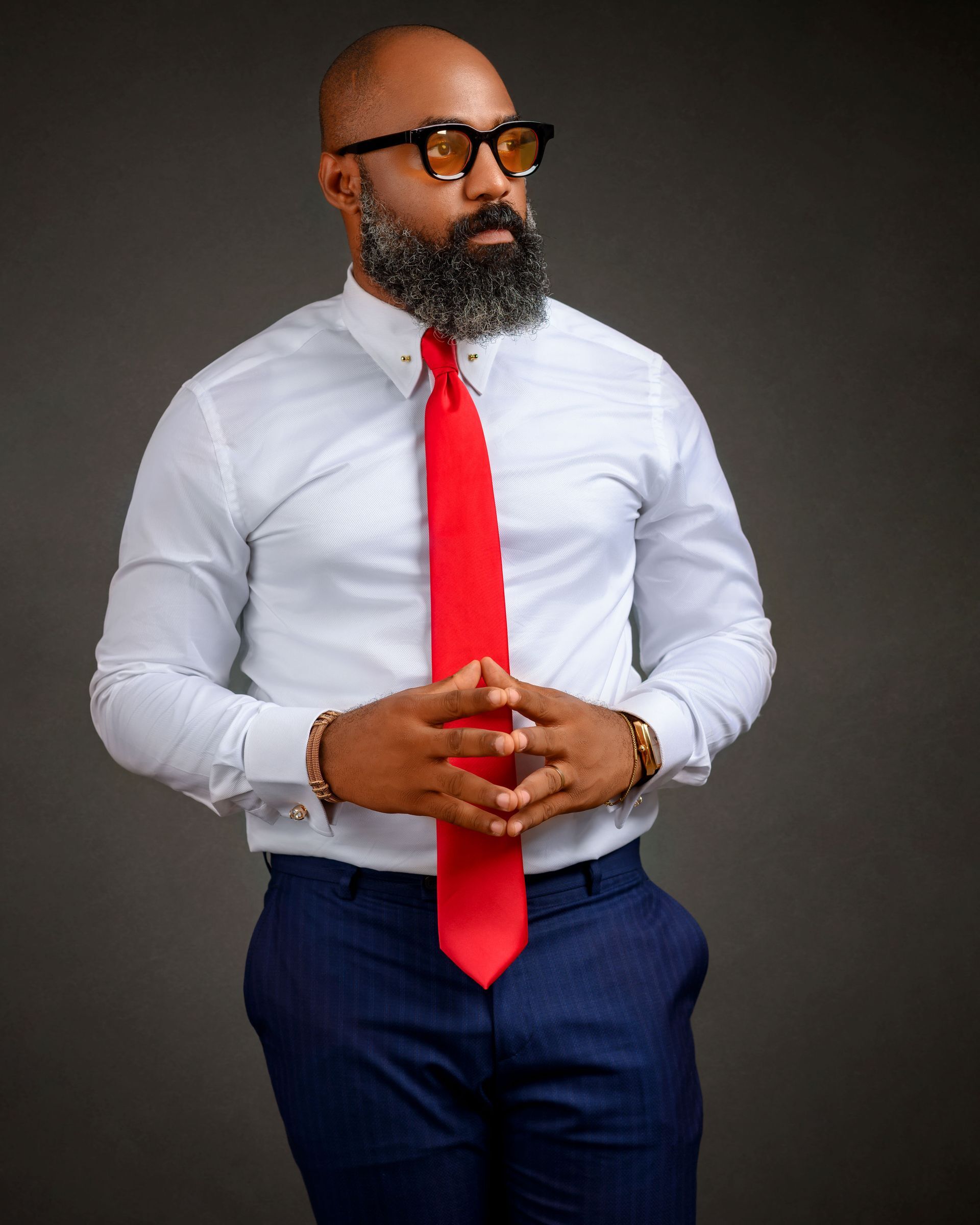 Biz Classic Pin Collar Long Sleeve Shirt