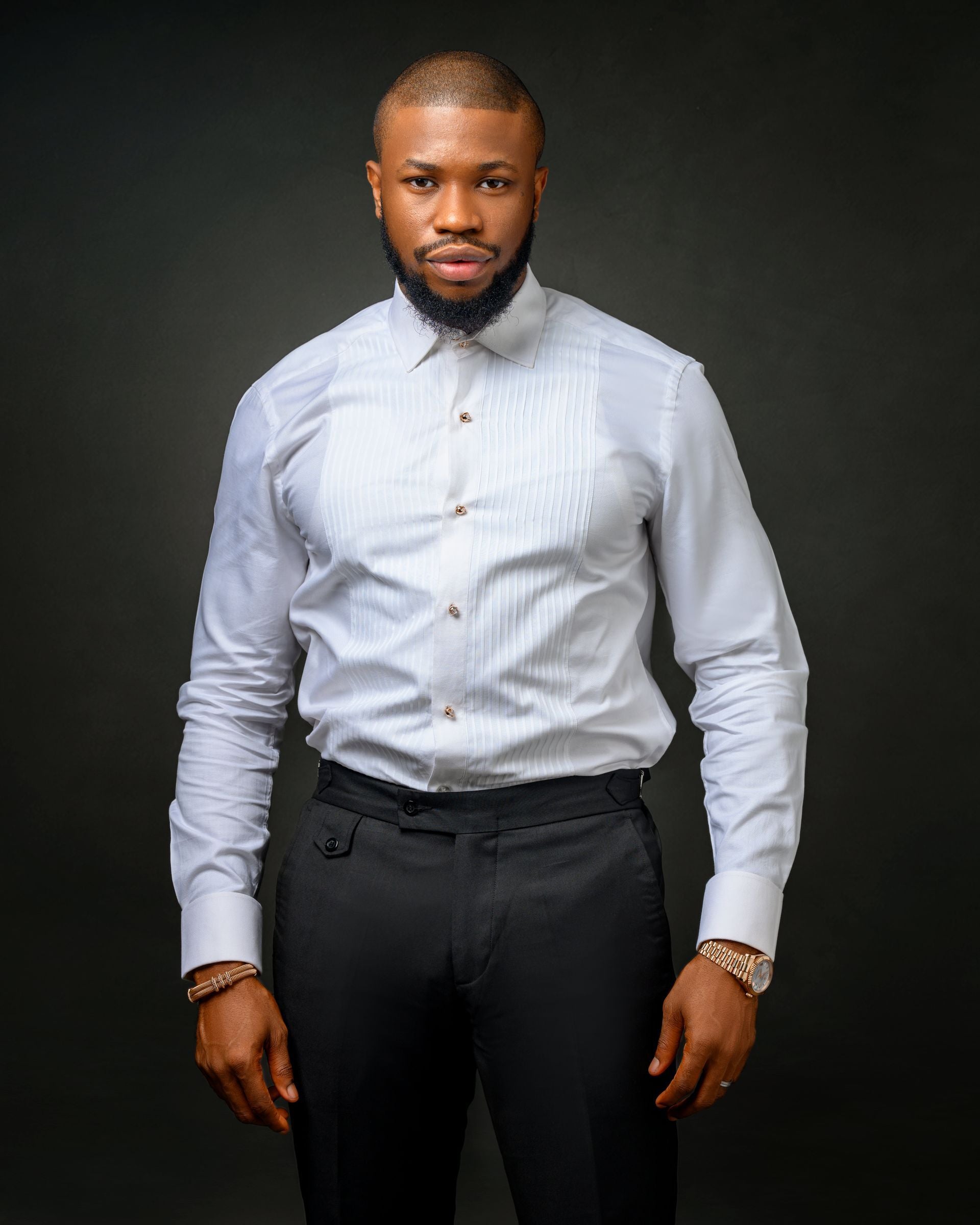 White Pique Tuxedo Shirt