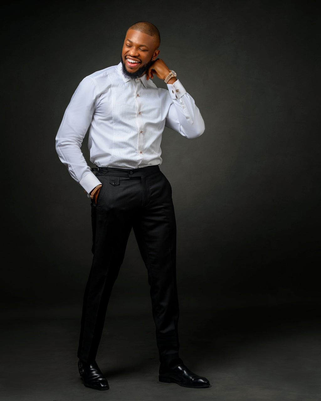 White Pique Tuxedo Shirt