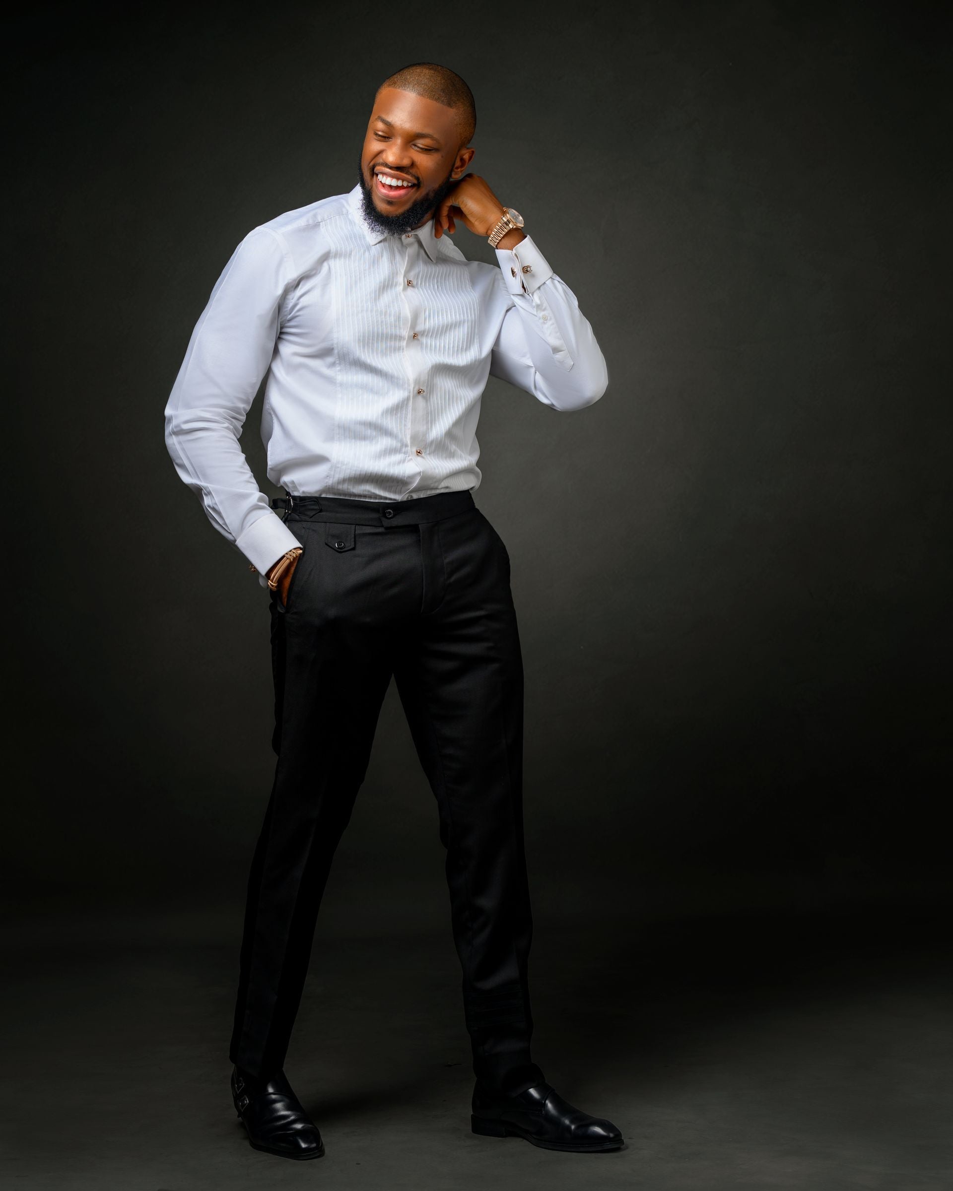 White Pique Tuxedo Shirt