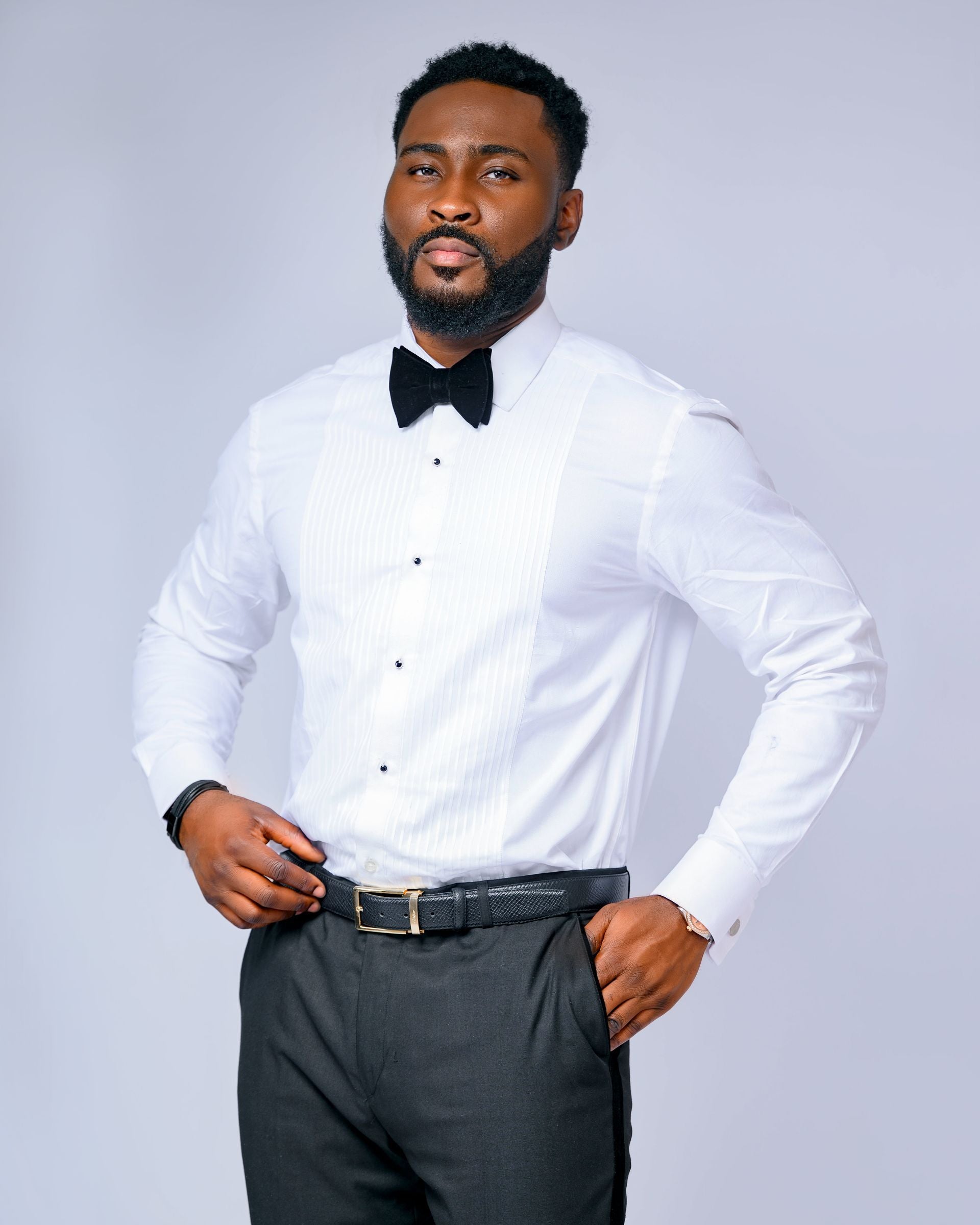 White Pique Tuxedo Shirt