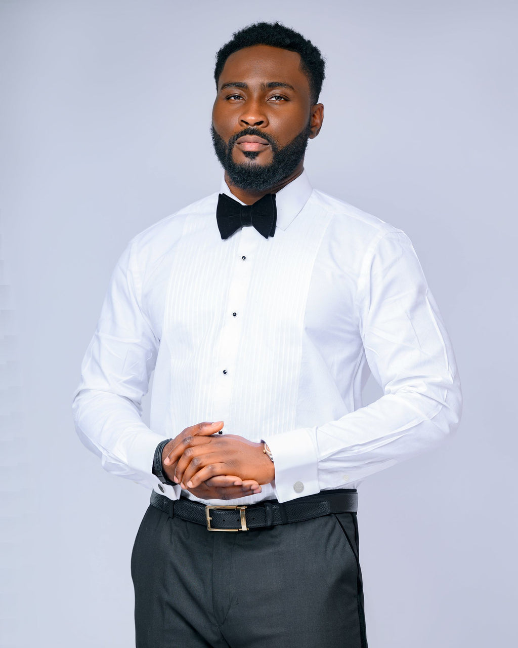 White Pique Tuxedo Shirt