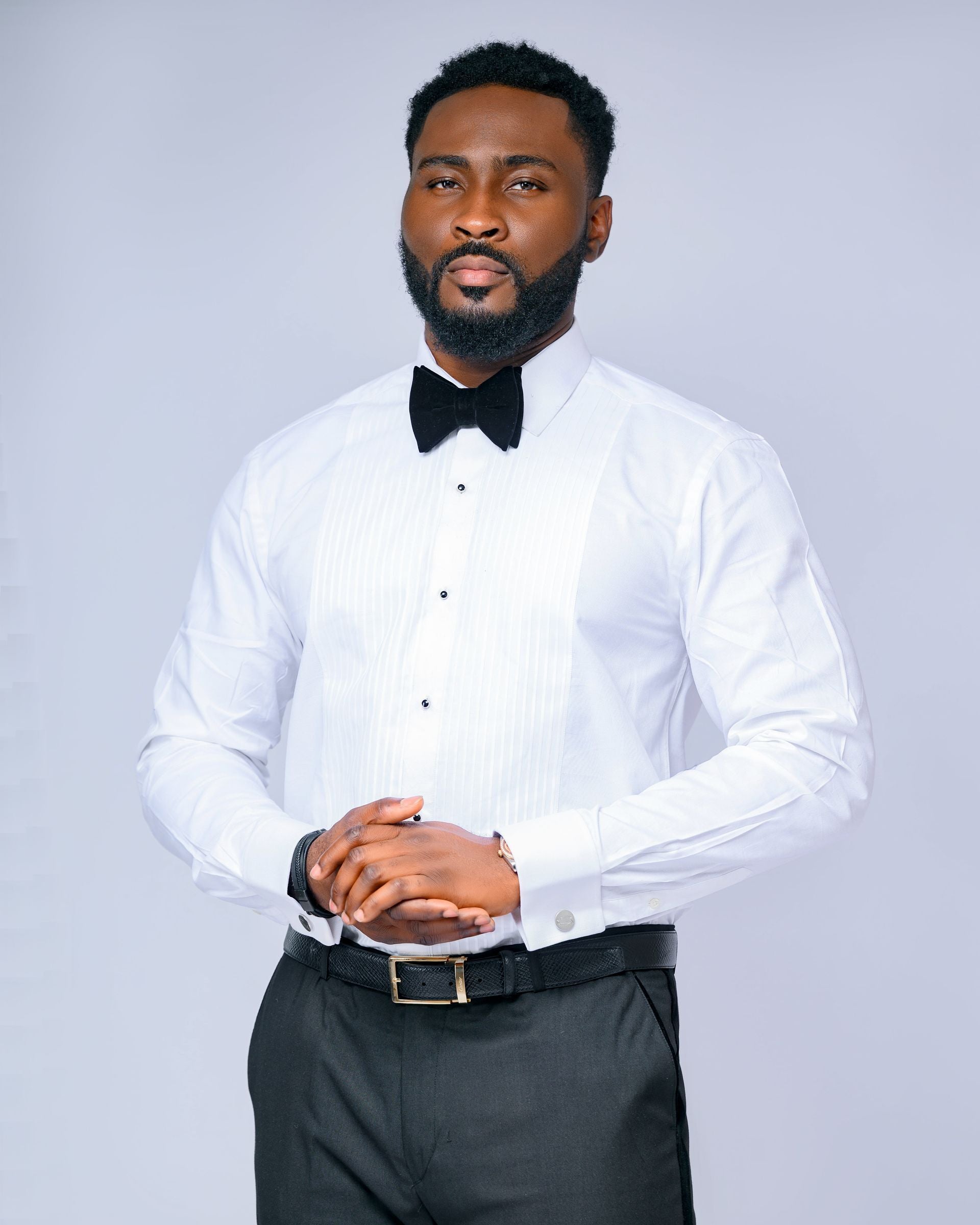 White Pique Tuxedo Shirt