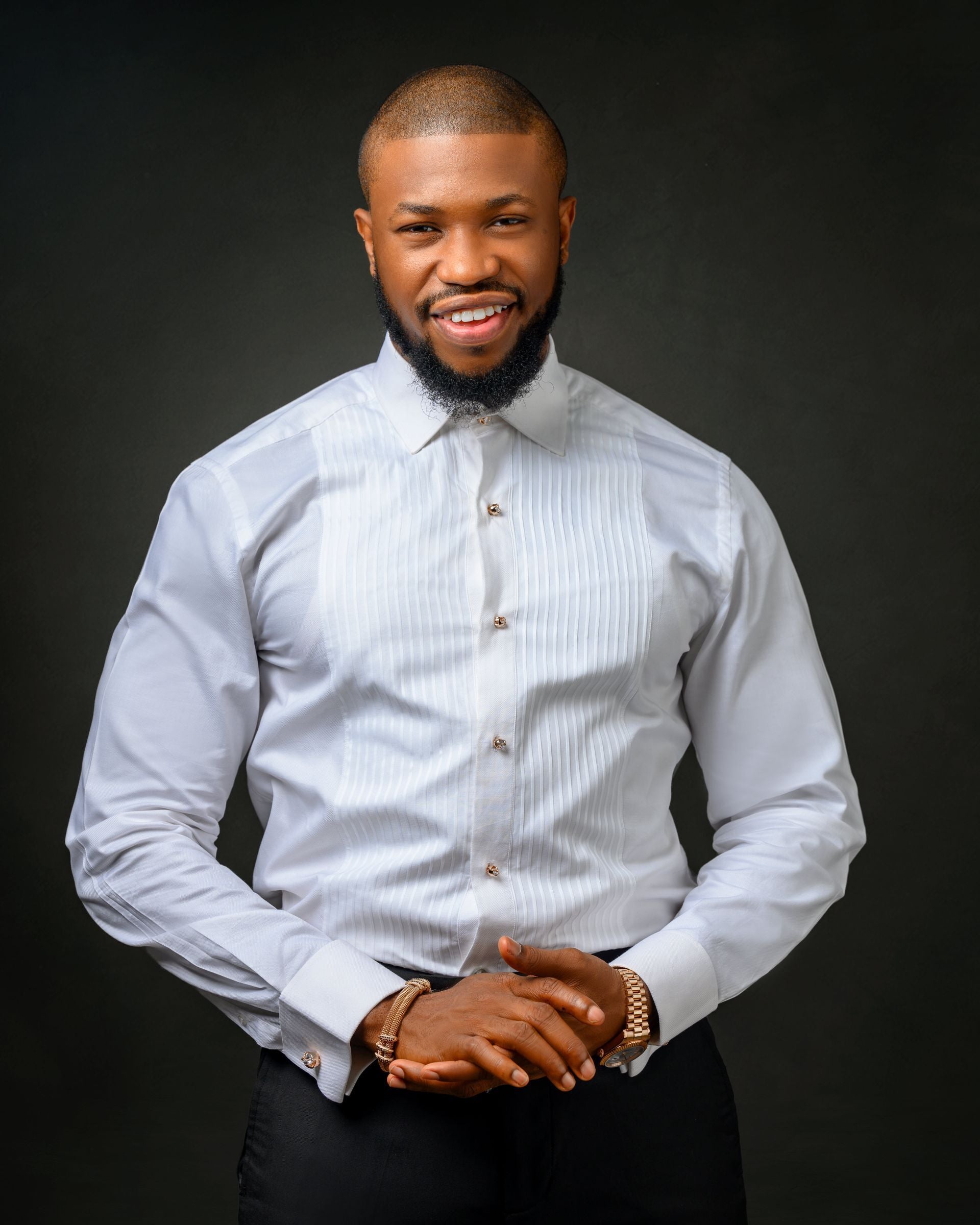 White Pique Tuxedo Shirt