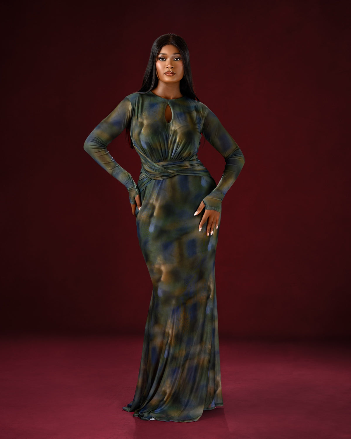 Mirage Mesh Maxi Dress-3