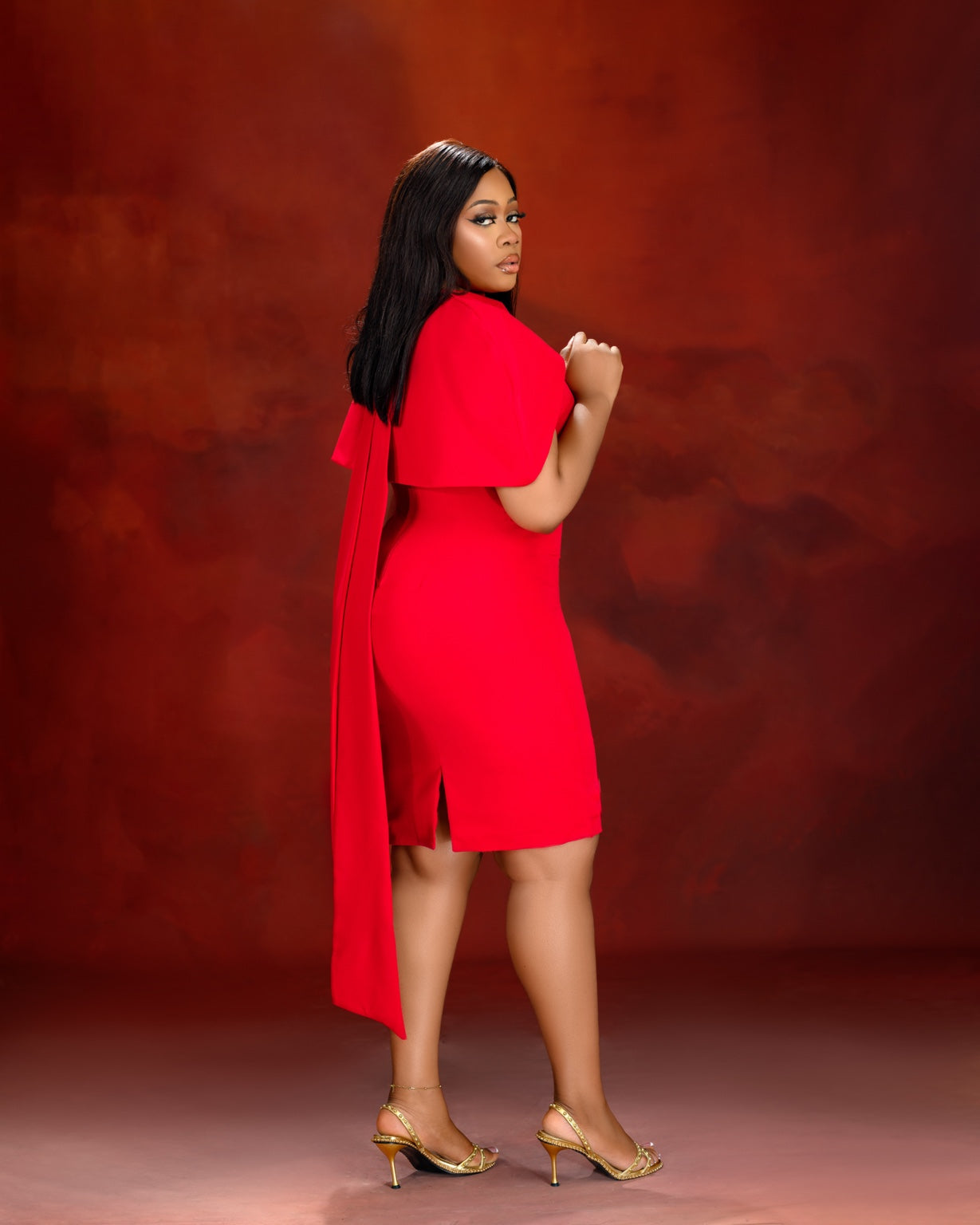 Scarlet Cape Dress-5