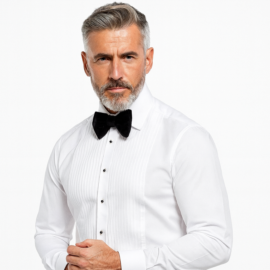 White Pique Tuxedo Shirt