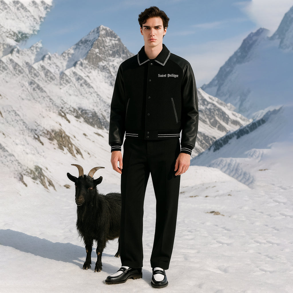 Saint Philippe Noir Varsity Jacket
