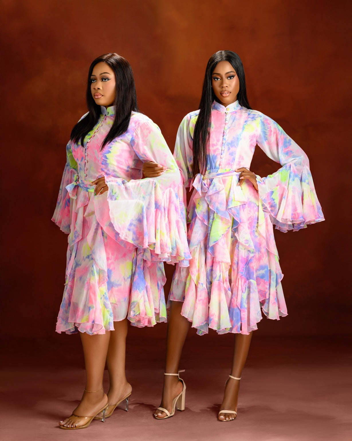 Aurora Ruffle Frill Midi Dress-2