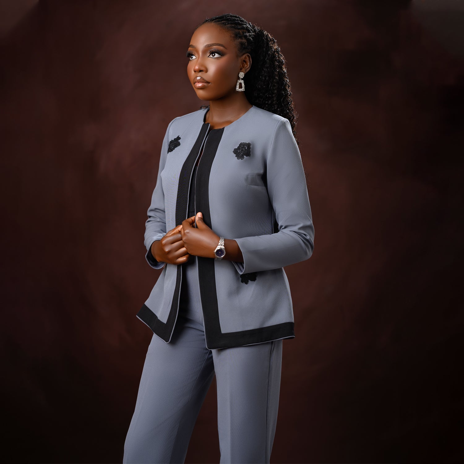 Noir Trim Suit Set-3