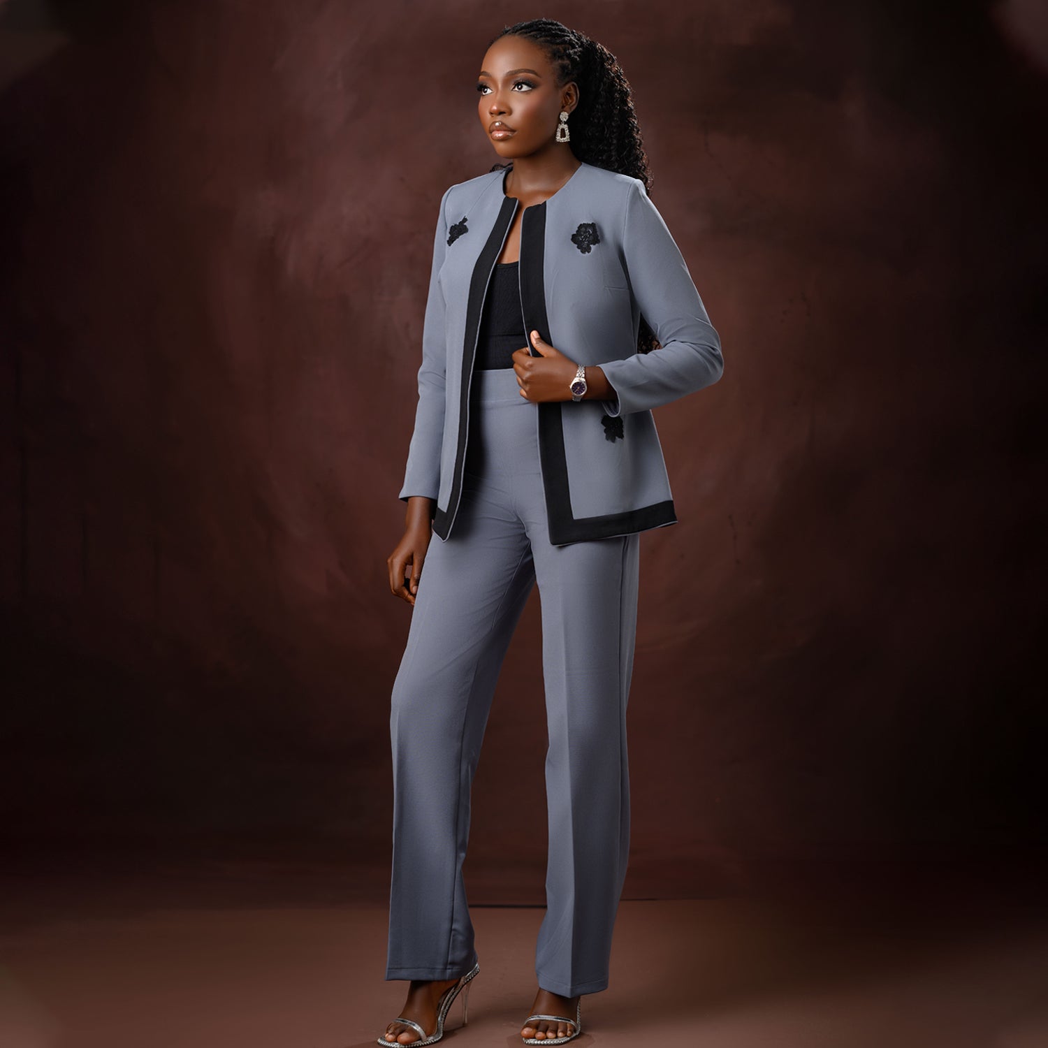Noir Trim Suit Set-4