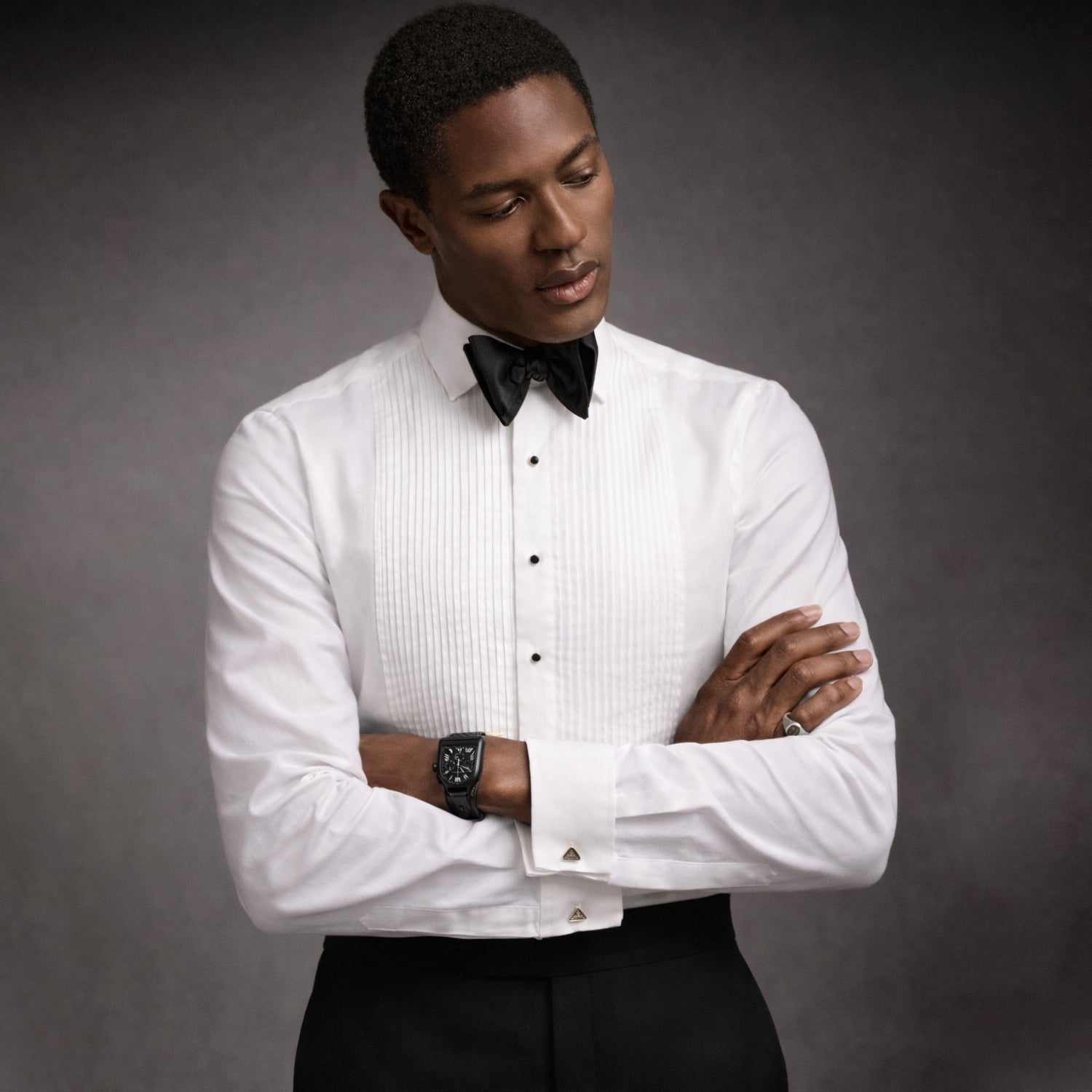 Classic Pleated Tuxedo Shirt-2