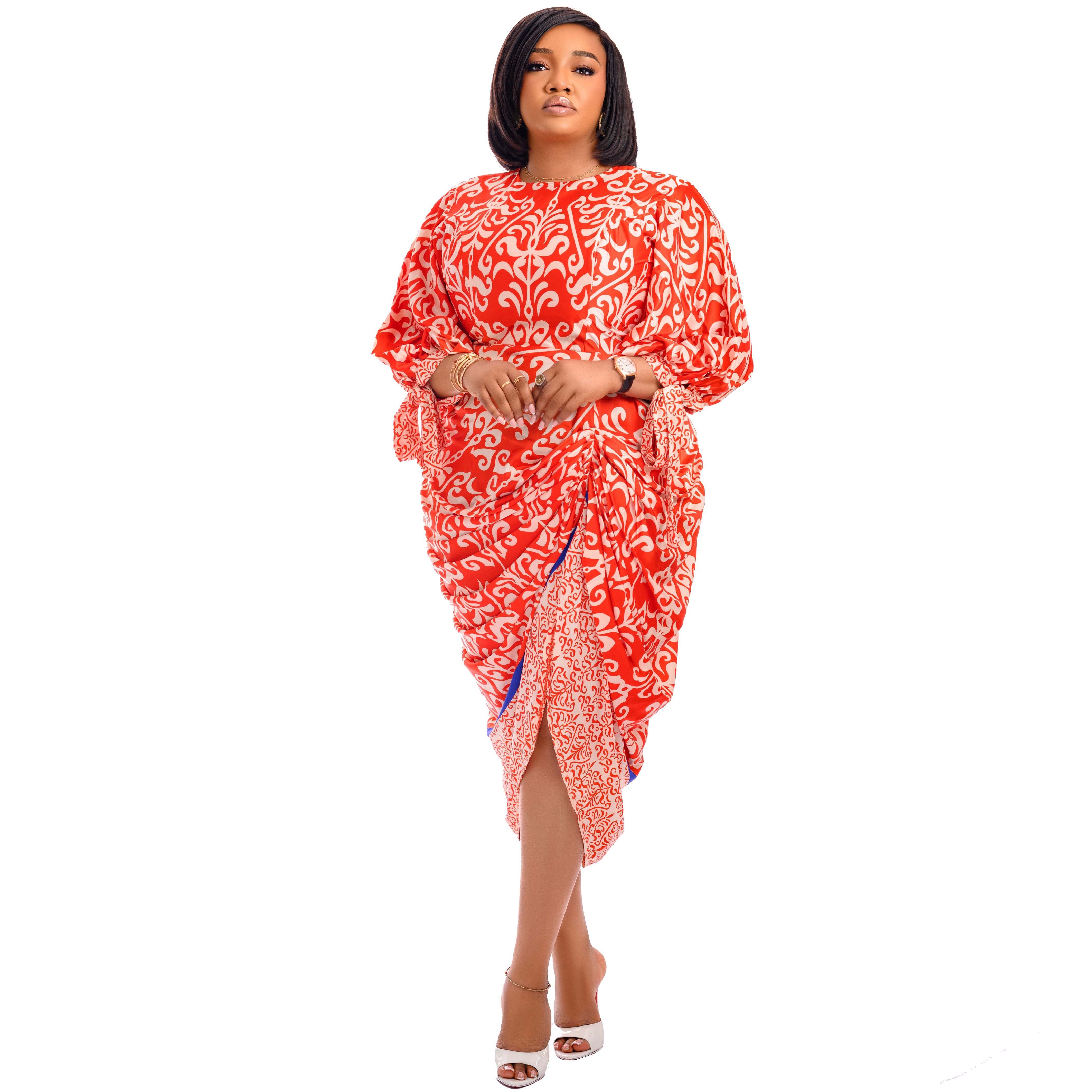 Vermillion Drape Dress-7