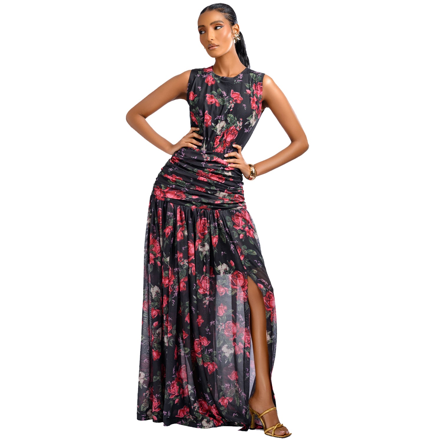 Midnight Rose Drape Gown
